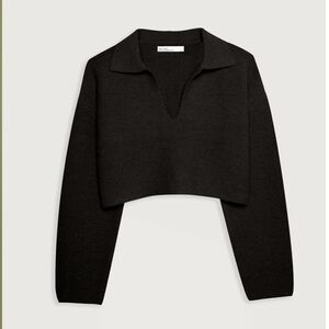 OAK + FORT Black Knit Collared Sweater